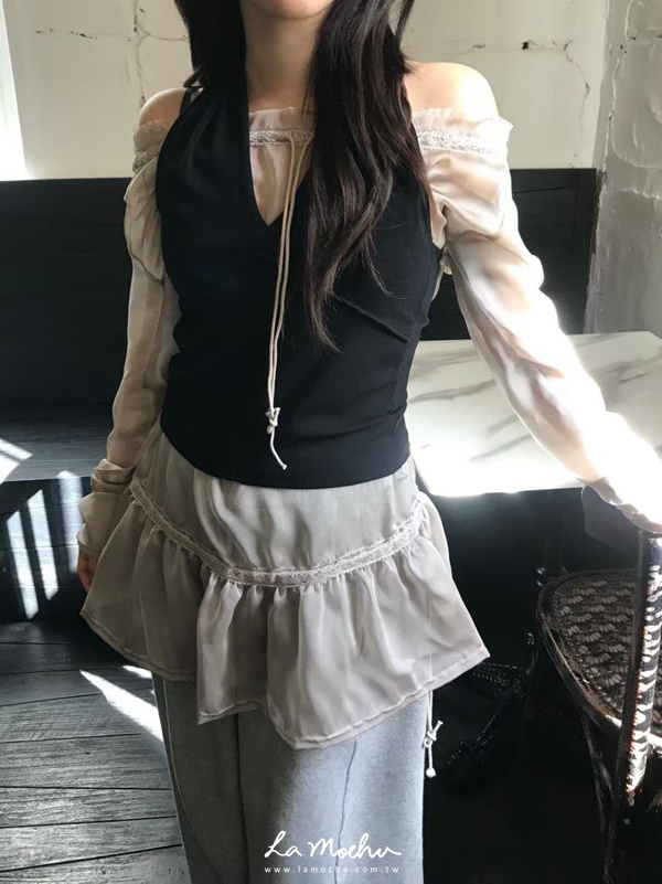 垂墜感美背繞脖背心